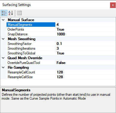 Surfacing Tool Settings