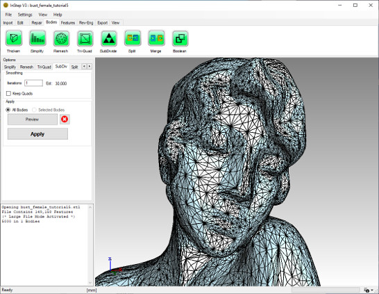 Subdivision smoothing, preview