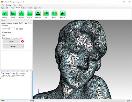 Subdivision smoothing, 2 iterations, preview